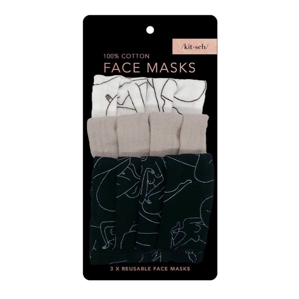 BRAND NEW Kitsch cotton face masks (3 pc set)